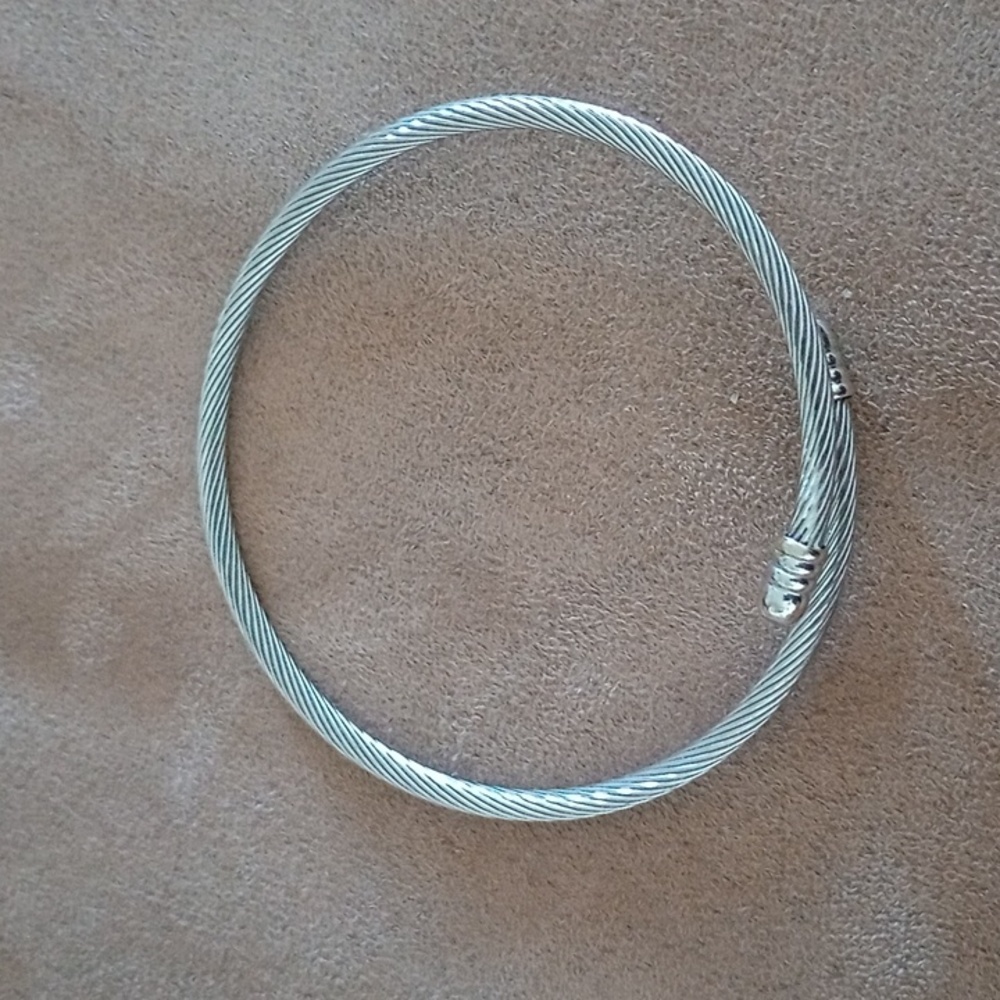 Twisted Cable Bracelet Silver Tone Overlapping Bypass Style Twist Cuff Bangle